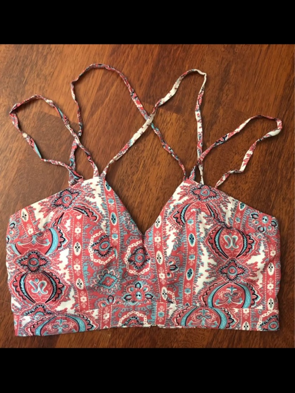 Henri girl Printed Strappy Crop Top - Coral Multi